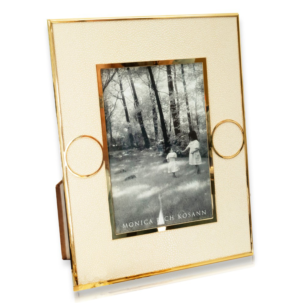 Cream Shagreen Circle Photo Frame